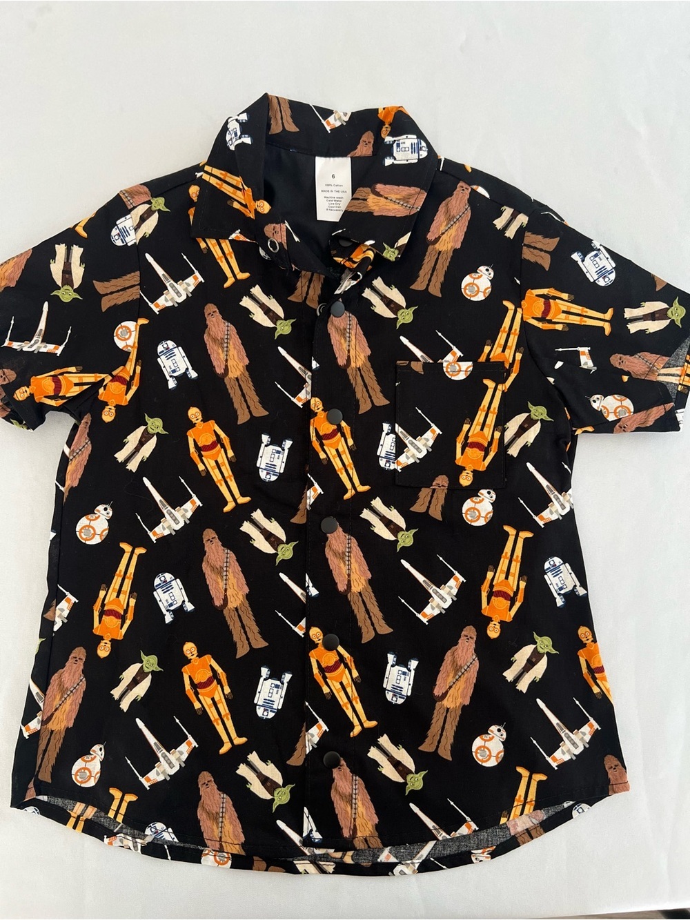 Hemet Black Star Wars Character Print Button-Up Shirt
